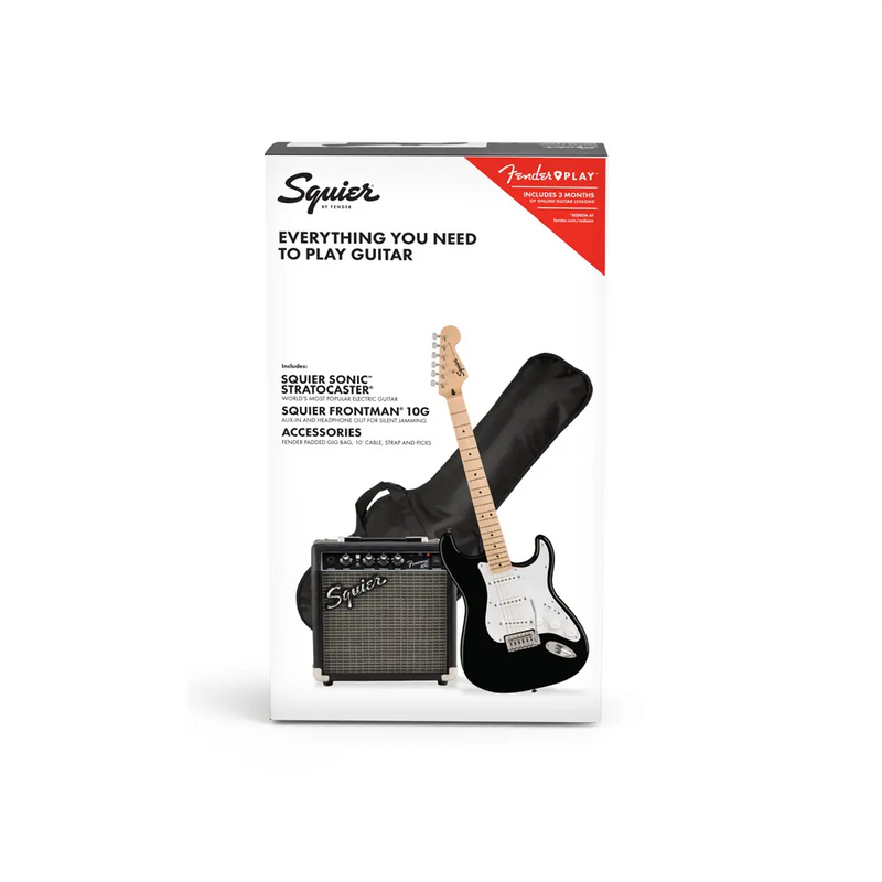 Carica immagine in Galleria Viewer, SQUIER Sonic Stratocaster Pack Nera con Battipenna Bianco GB 10G