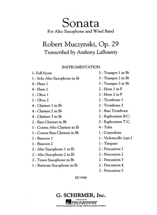 MUCZYNSKI - Sonata op.29 for Alto Saxophone and Wind Band