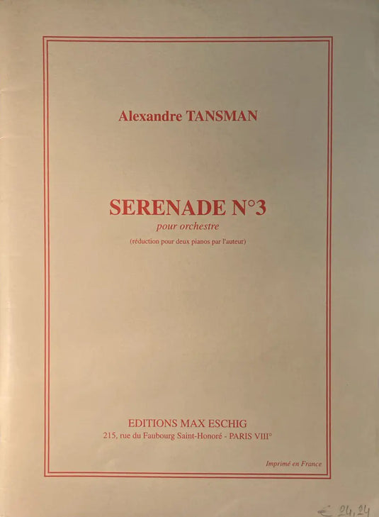 TASMAN - Serenade n. 3 - 2 Pianoforti