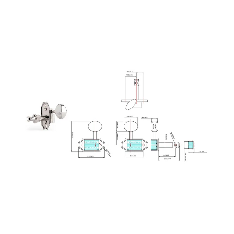 Carica immagine in Galleria Viewer, 133N – Set Meccaniche L3+R3 per chitarra elettrica/acustica – Nickel
