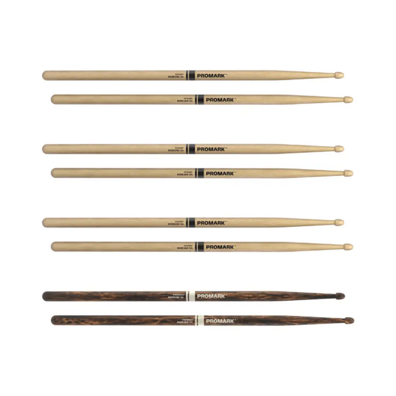 Carica immagine in Galleria Viewer, PROMARK Rebound 5A in noce americano, punta acorn in legno, pacchetto da quattro in FireGrain