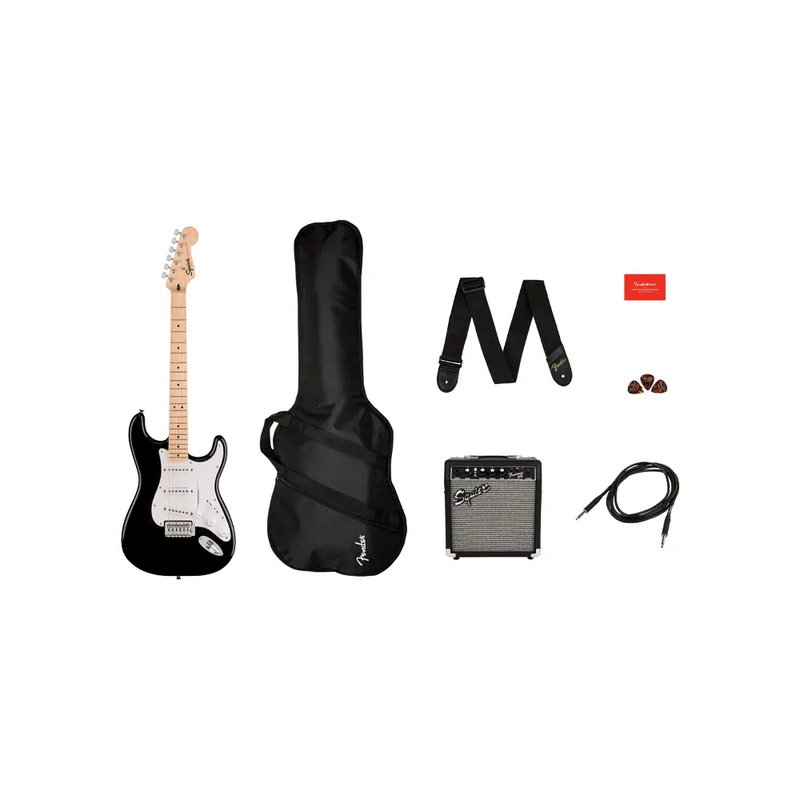 Carica immagine in Galleria Viewer, SQUIER Sonic Stratocaster Pack Nera con Battipenna Bianco GB 10G