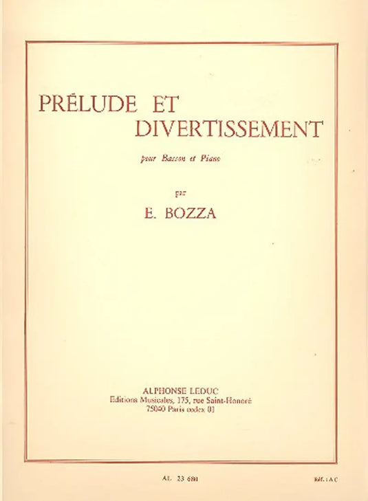 BOZZA - Prélude et Divertissement