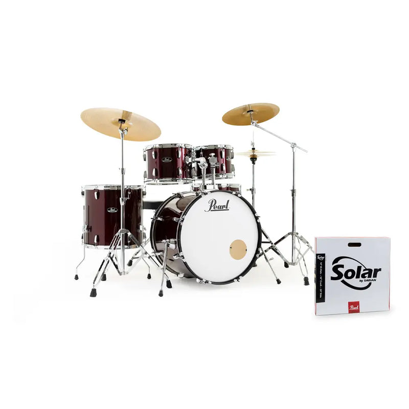 Carica immagine in Galleria Viewer, PEARL Batteria Roadshow 20" con 3 Piatti Solar by Sabian - Rosso Wine