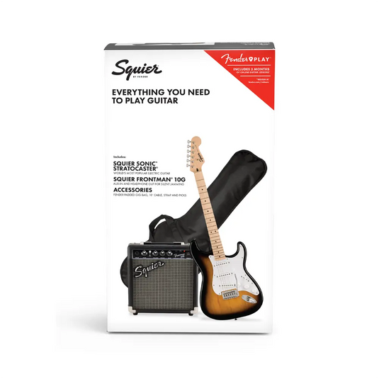 SQUIER Sonic Stratocaster Pack Sunburst con Battipenna Bianco GB 10G