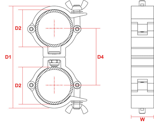 BEAMZ - BC50-100D Swivel Coupler Sl100kg Al