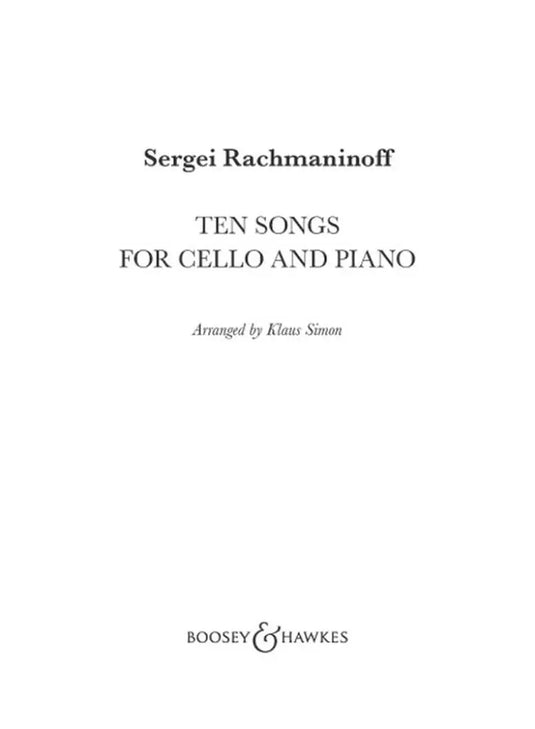 RACHMANINOFF - Ten Songs For Cello and Piano