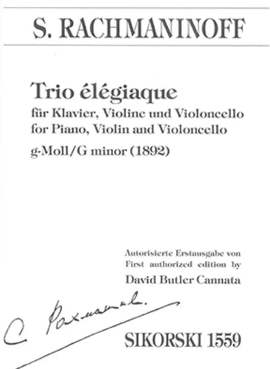 RACHMANINOFF - Trio Elegiaque In G Minor