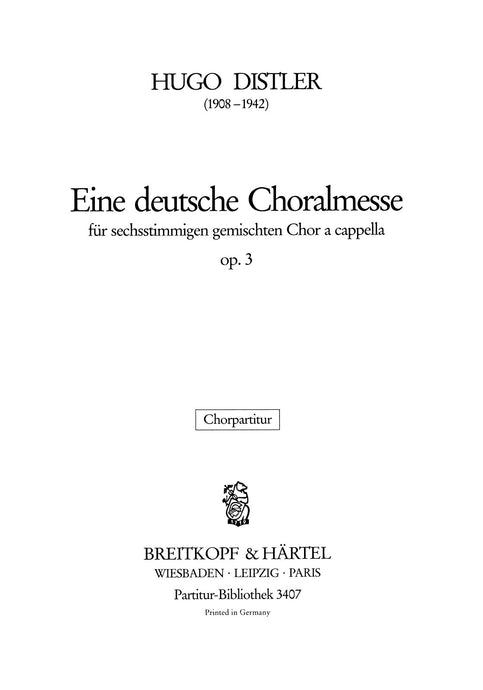 DISTLER - A German Plainsong Mass Op. 3