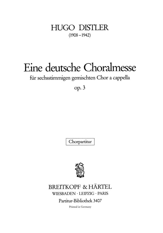 DISTLER - A German Plainsong Mass Op. 3