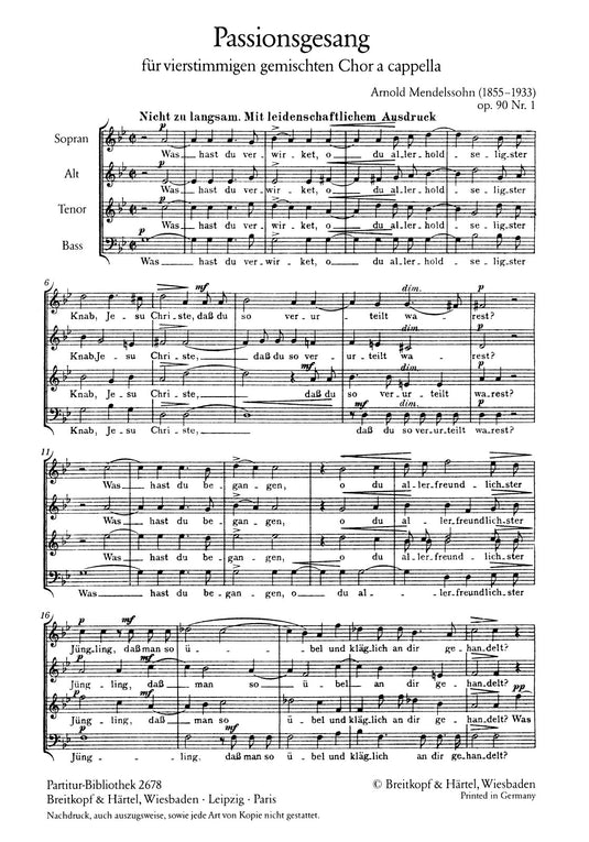 MENDELSSOHN - Passion Song Op. 90/1