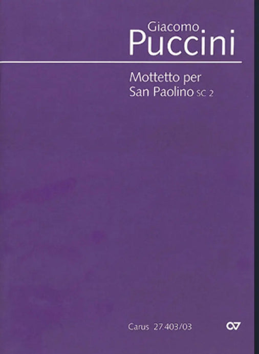 PUCCINI - Mottetto per San Paolino SC 2 (Vocal Score)