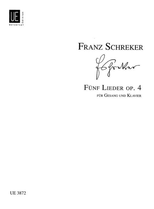 SCHREKER - 5 Lieder für hohe Stimme und Klavier op. 4
