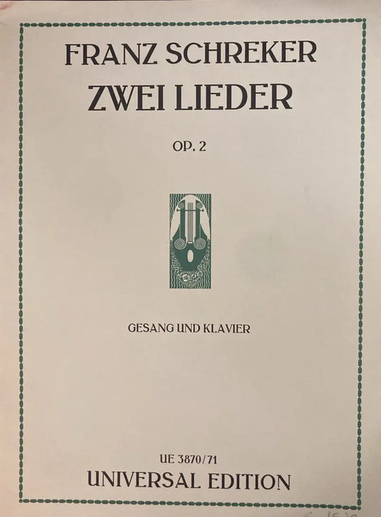 SCHREKER - 2 Lieder für mittlere Stimme und Klavier op. 2 (/nach 1901)
