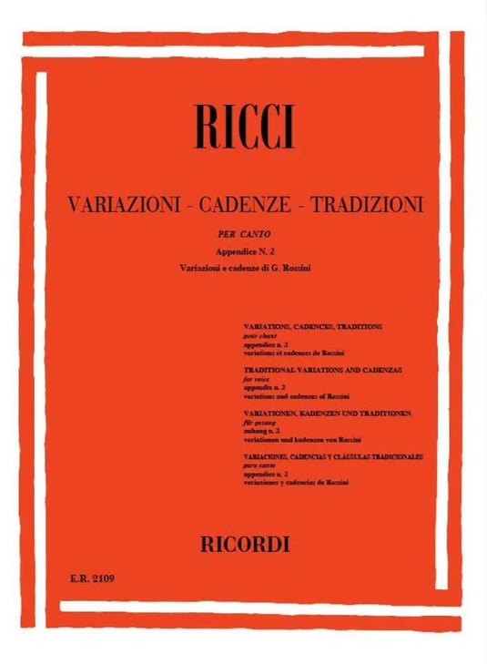 RICCI - Variazioni - Cadenze Tradizioni per Canto Appendice n.2