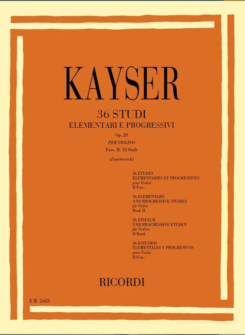 KAYSER - 36 Studi Elementari e Progressivi op.20 - Fascicolo 2: 12 Studi