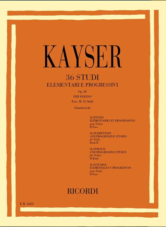 KAYSER - 36 Studi Elementari e Progressivi op.20 - Fascicolo 2: 12 Studi