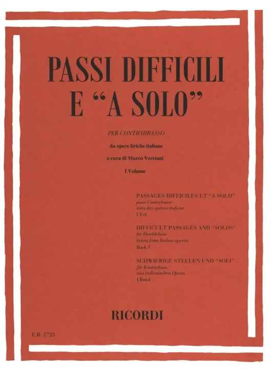 Passi Difficili E A Solo  Per Contrabbasso Vol.1
