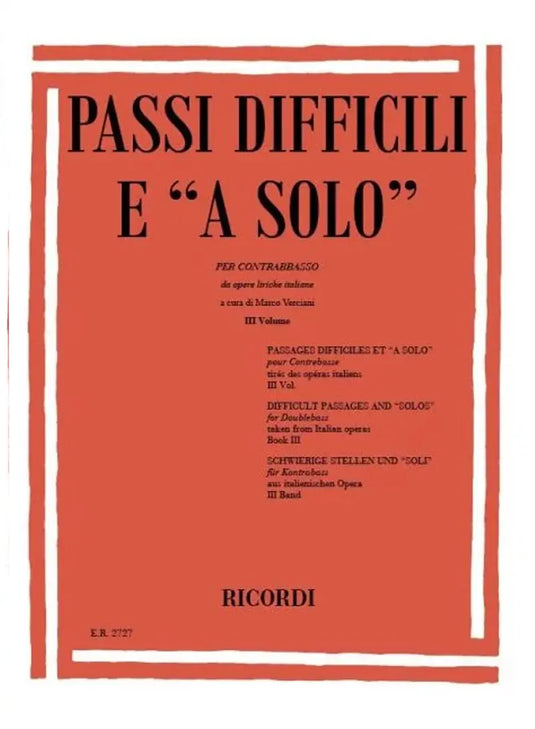 Passi Difficili E A Solo  Per Contrabbasso Vol.3
