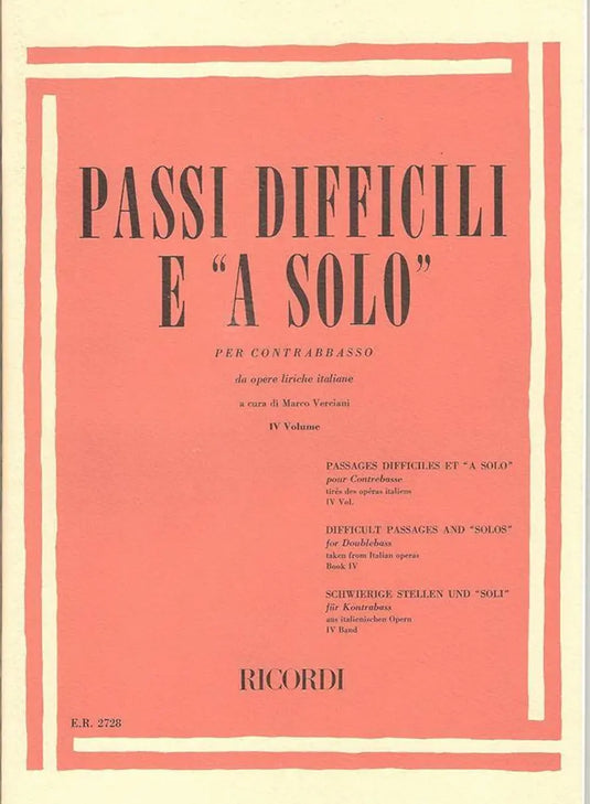 Passi Difficili E A Solo  Per Contrabbasso Vol.4