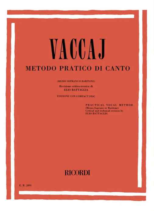 VACCAJ - Metodo pratico di canto - Mezzo Soprano Baritono