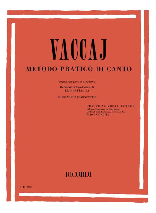 VACCAJ - Metodo pratico di canto - Mezzo Soprano Baritono