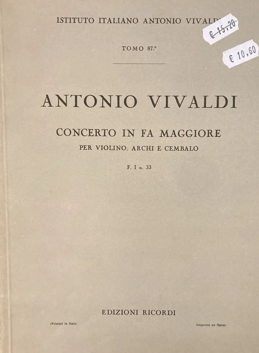 VIVALDI - Concerto in FA Maggiore  F. I n. 33 RV 282