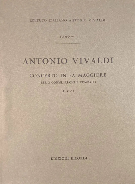 VIVALDI - Concerto in FA Maggiore  F. X n. 1 RV 538