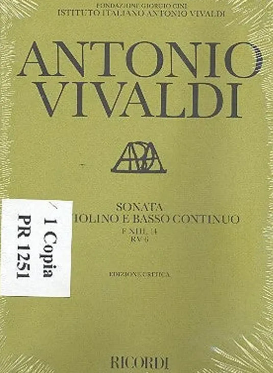 VIVALDI - Sonata per Violino e Basso Continuo F XIII, 14 RV 6
