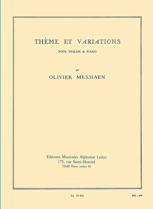 MESSIAEN - Theme et Variations pour violon et piano