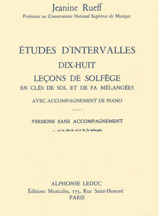 RUEFF - Études d'intervalles: dix-huit leçons de solfège (Sans Accomp.)