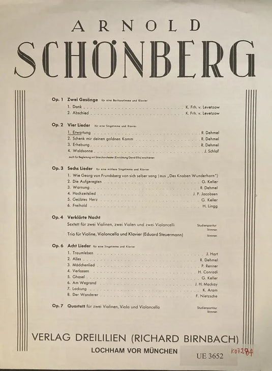 SCHÖNBERG - Erwartung Op. 2 Nr.1 - Vier Lieder op. 2-