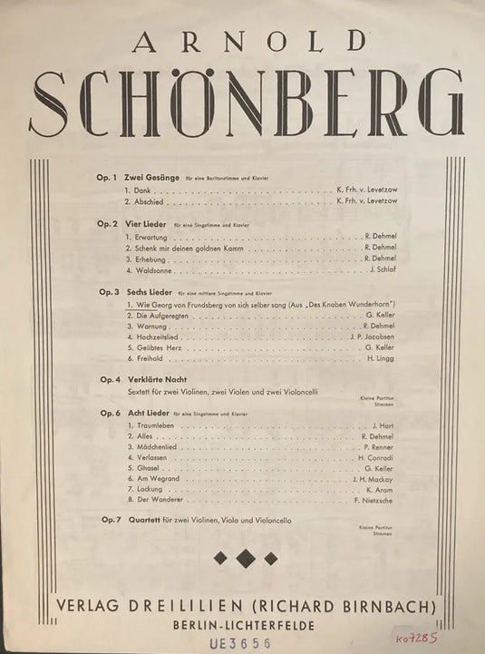SCHÖNBERG - Wie Georg von Frundsberg von sich selber sang Op. 3 Nr.1 - Sechs Lieder op. 3