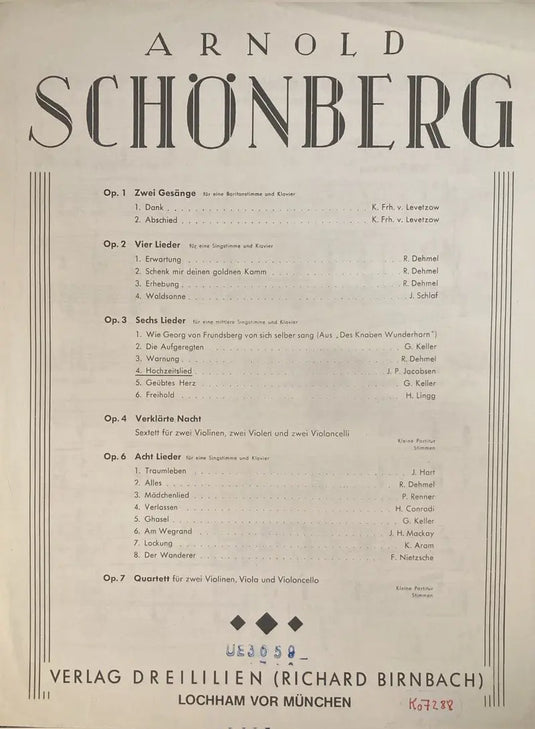 SCHÖNBERG - Hochzeitslied Op. 3 Nr. 4 - Sechs Lieder op. 3