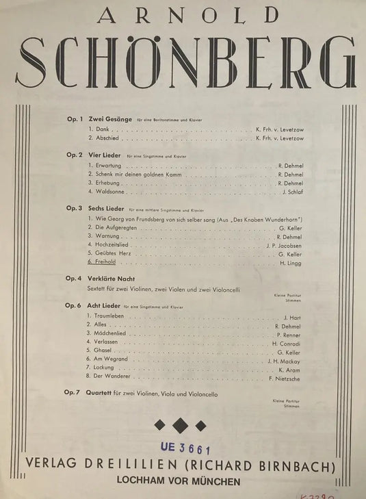 SCHÖNBERG - Freihold Op. 3 Nr. 6 - Sechs Lieder op. 3