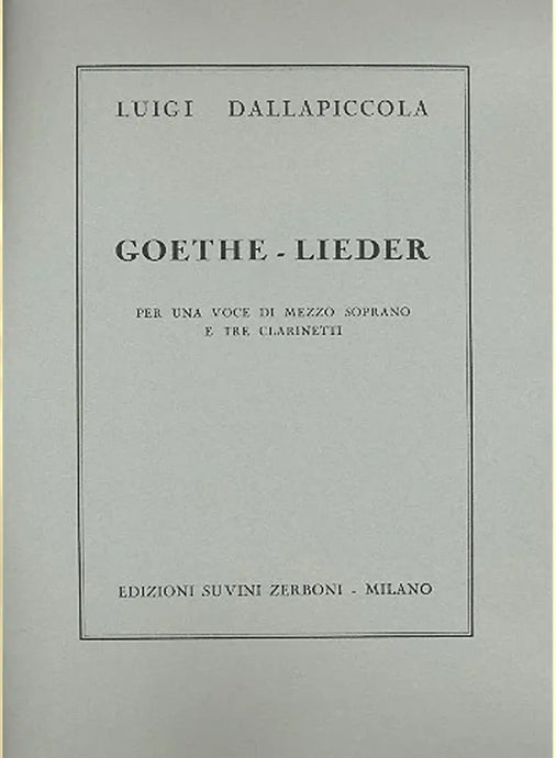 DALLAPICCOLA - Goethe Lieder