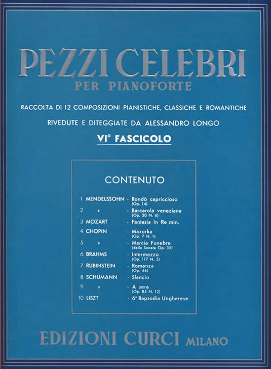 PEZZI CELEBRI PER PIANOFORTE - 6° fascicolo