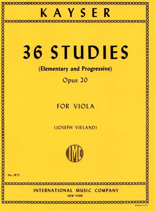 KAYSER - 36 Etudes (Elementary and Progressive) op.20 (Viola)
