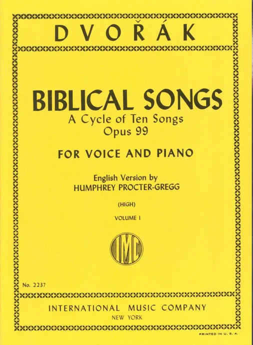 DVORAK - Melodie Bibliche Op. 99 Vol. 1 (Ingl.) (S-T)