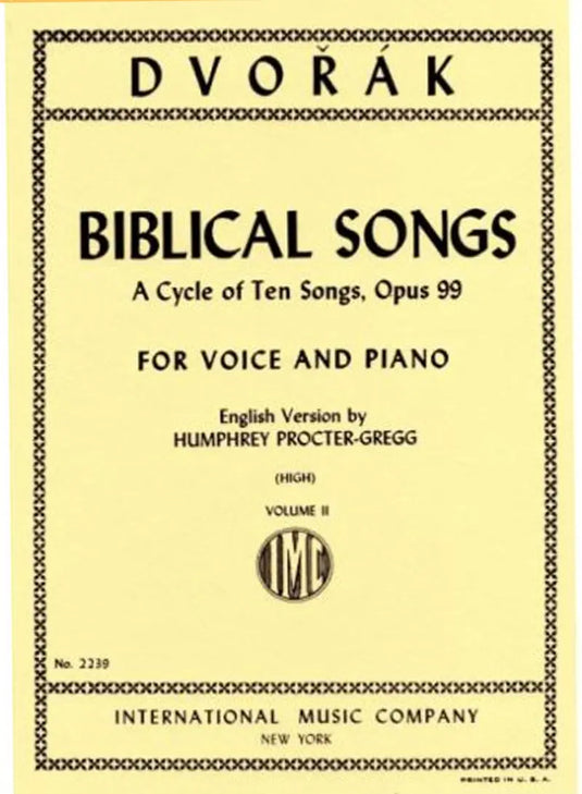 DVORAK - Biblical Songs Opus 99 Volume 2 for High