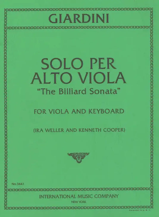 GIARDINI - Solo Per Alto Viola "The Billiard Sonata"