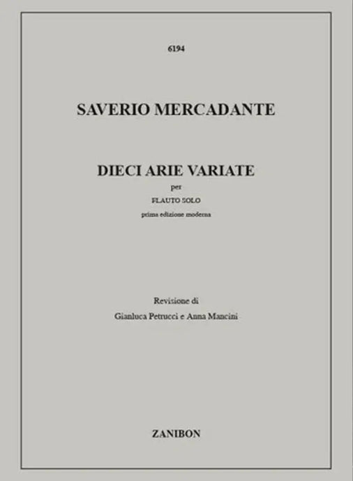 MERCADANTE - Dieci Arie Variate - Flauto Solo