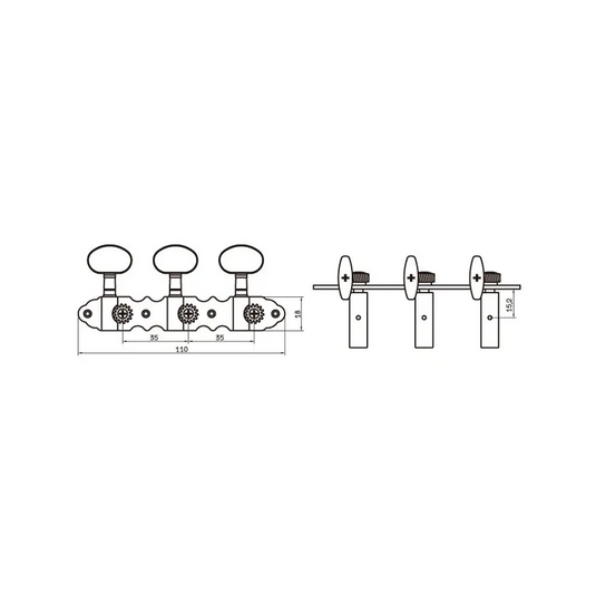 MH C200 GD SET MECCANICHE L1+R1 PER CHITARRA CLASSICA DORATE