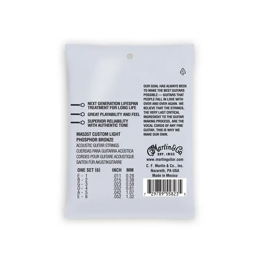 MARTIN MA535T AUTHENTIC LIFESPAN 2.0 CUSTOM LIGHT PHOSPHOR BRONZE 11-52