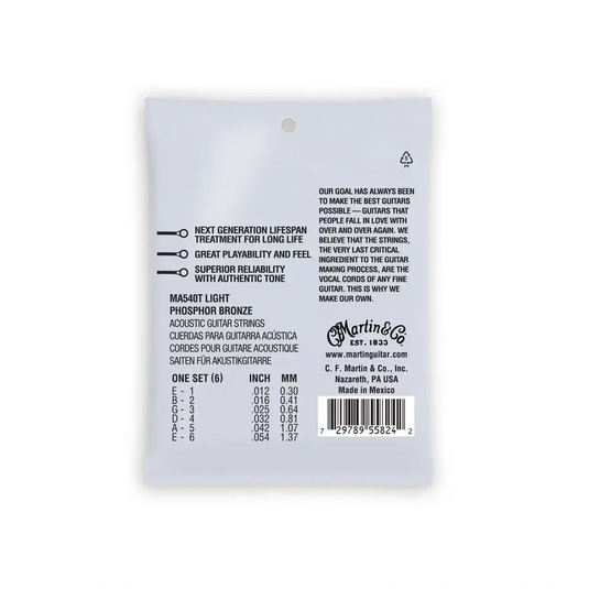 MARTIN MA540T AUTHENTIC LIFESPAN 2.0 LIGHT PHOSPHOR BRONZE 12-54