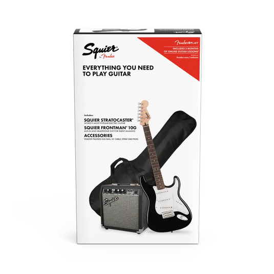 SQUIER Stratocaster Pack Nera con Battipenna Bianco GB 10G