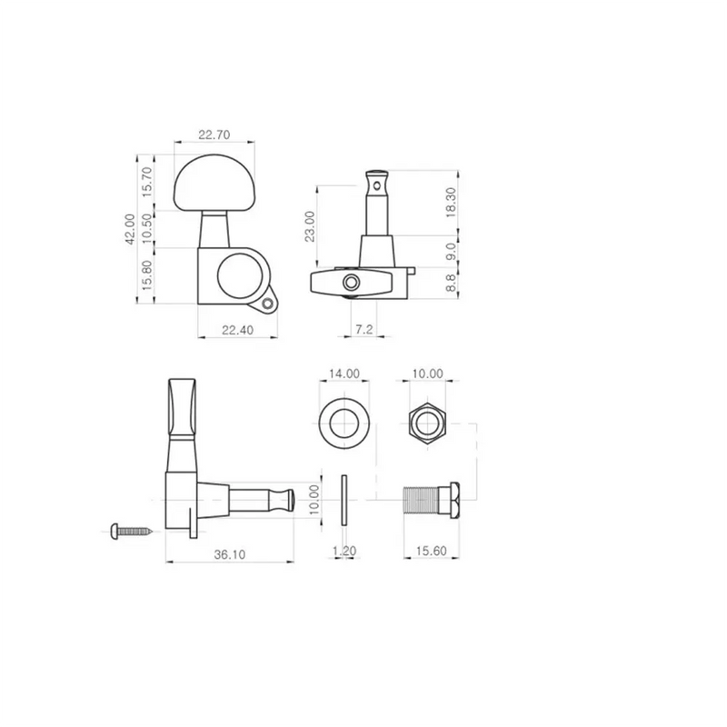 Carica immagine in Galleria Viewer, J3P CR – Set meccaniche L3+R3 per chitarra elettrica/acustica
