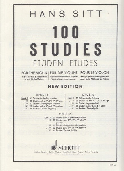 SITT - 100 STUDIES OP.32 - BOOK 1 (SCHOTT)